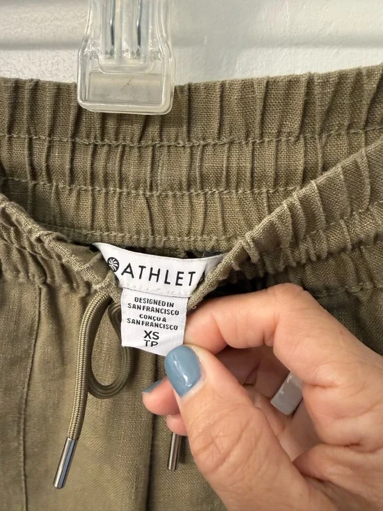 Athleta Retreat Linen Pants XS Olive Green - Picture 3 of 6